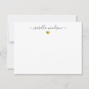 Elegant Script Name Faux Gold Foil Heart  Card