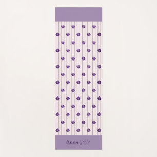 Elegant Script Name Flowers, Blush, Violet Striped Yoga Mat