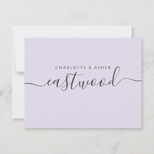 Elegant script Name Lavender Flat Note Card