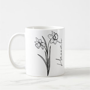Elegant Script Name March Birth Flower Daffodil Coffee Mug