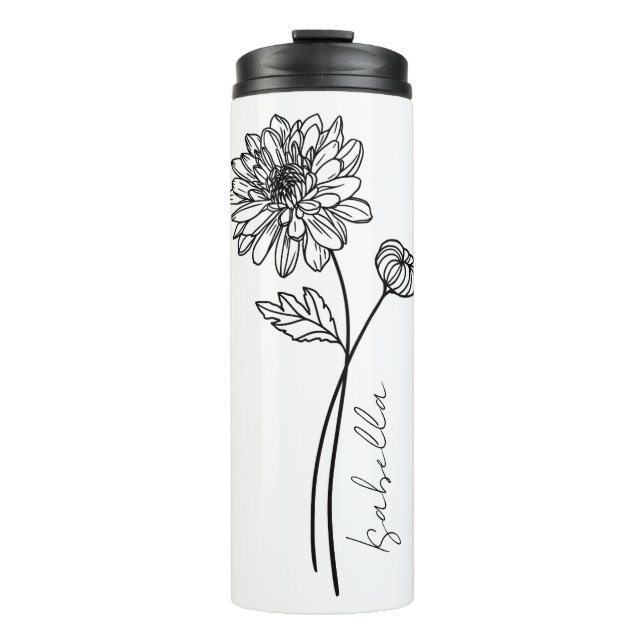 Elegant Script Name November Birth Month Flower Thermal Tumbler (Front)