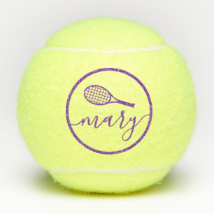 Elegant Script Name Personalised Purple Tennis Balls