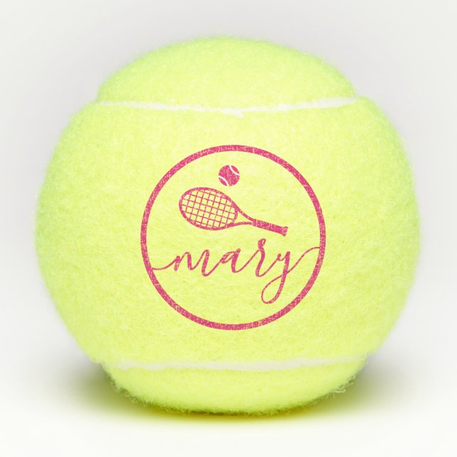 Elegant Script Name Pink Custom Name Tennis Balls (Front)