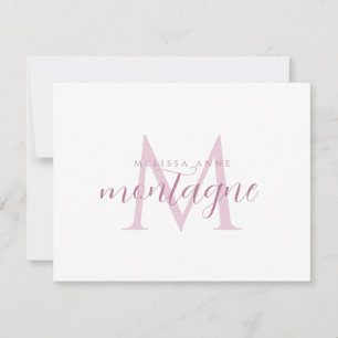 Elegant Script Name Pink Monogram Flat Note Card