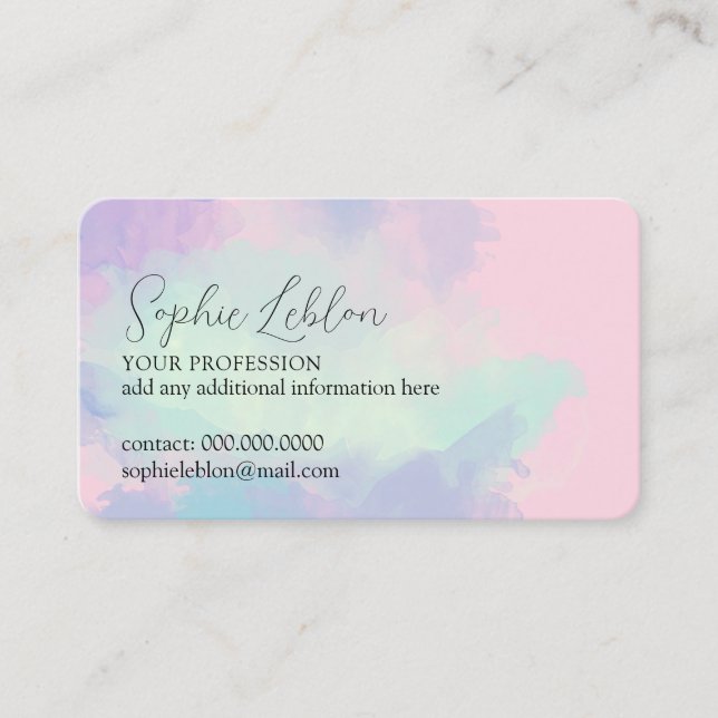 Elegant Script Name Pinkish Watercolor  Calling Card (Front)