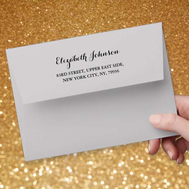 Elegant Script Name Return Address Grey 5x7 DIY Envelope (Elegant Script Name Return Address Gray 5x7 DIY Envelope)