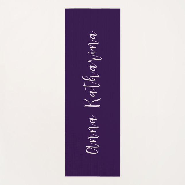 Elegant Script Name Solid Deep Violet Yoga Mat (Front)