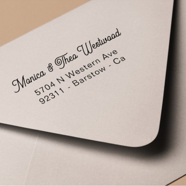 Elegant Script Names Address Self-inking Stamp (wedding rubber stamps)