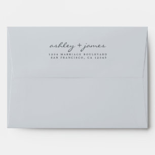 Elegant Script Names Blue Wedding Return Address Envelope