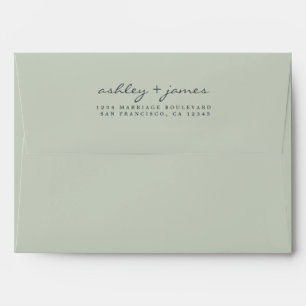 Elegant Script Names Green Wedding Return Address Envelope