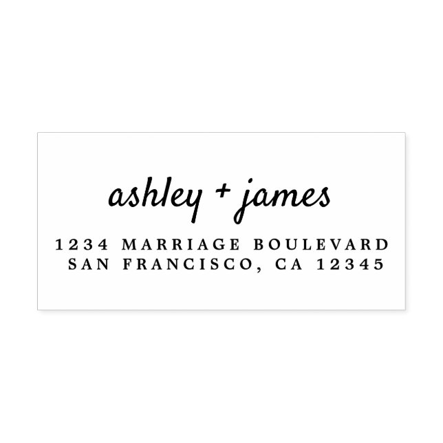 Elegant Script Names Modern Wedding Return Address Rubber Stamp (Imprint)
