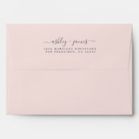 Elegant Script Names Pink Wedding Return Address