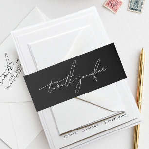 Elegant Script names Wedding Invitation Belly Band