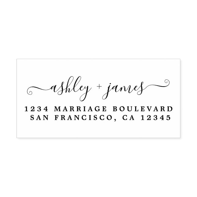 Elegant Script Names Wedding Return Address Rubber Stamp (Imprint)