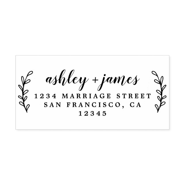 Elegant Script Names Wedding Return Address Self-inking Stamp (Design)