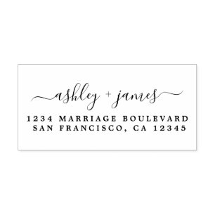 Elegant Script Names Wedding Return Address Self-inking Stamp