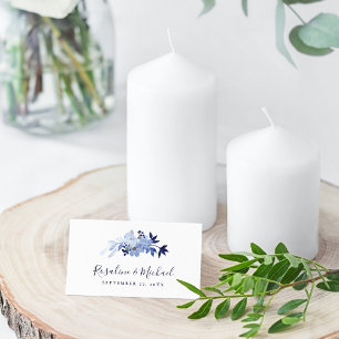 Elegant Script Navy Blue Modern Minimalist Wedding Place Card