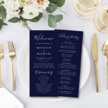 Elegant Script Navy Blue Modern Minimalist Wedding
