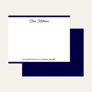 Elegant Script Navy Blue Stationery Border Card