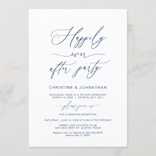 Elegant Script, Navy Blue, Wedding Elopement Invitation