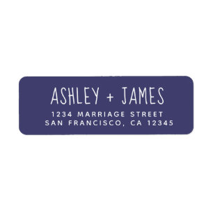 Elegant Script Navy Blue Wedding Return Address Return Address Label