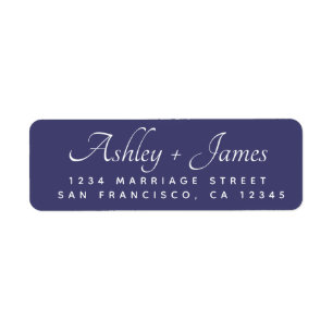 Elegant Script Navy Blue Wedding Return Address Return Address Label