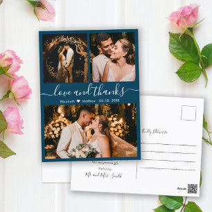 Elegant Script Navy Wedding Thank You Postcard