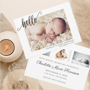 Elegant Script New Baby Photo Birth Announcement