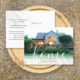 Elegant Script New Home Photo We've Moved  Announcement Postcard