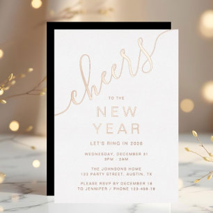 Elegant Script New Year Party Rose Gold