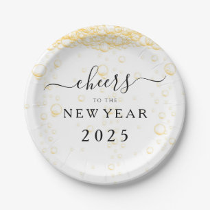 Elegant Script New Year's Eve Paper Plate