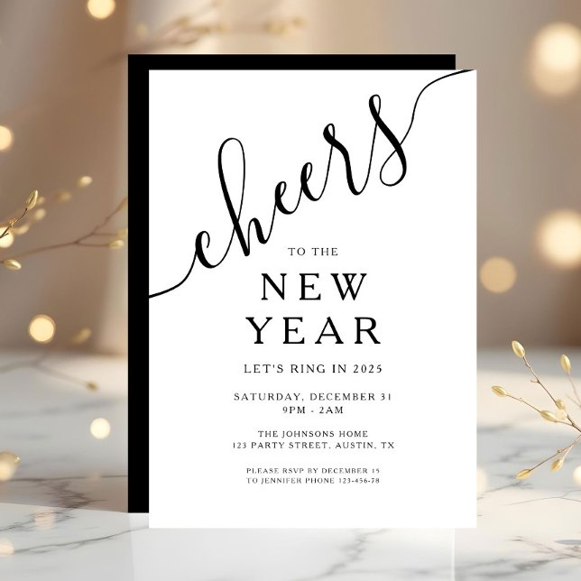 Elegant Script New Year's Eve Party Invitation (Elegant Script New Year's Eve Party Invitation)