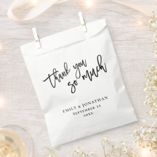 Elegant Script Newlyweds Names Thank You Wedding Favour Bag