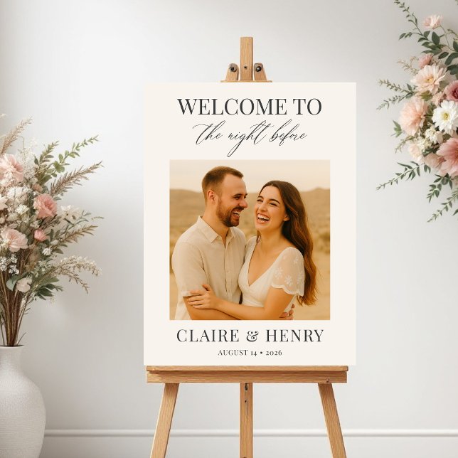 Elegant Script Night Before Photo Wedding Welcome  Poster (Creator Uploaded)