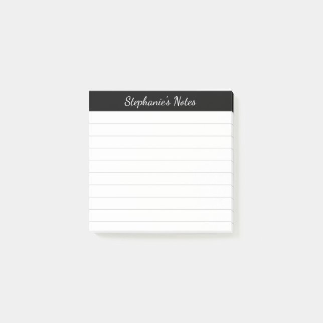 Elegant Script Notes Black Grey Lined (Front)