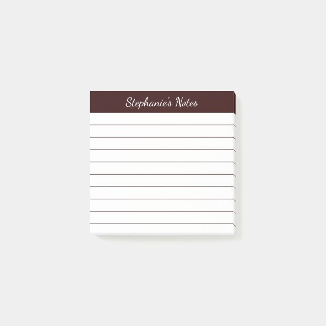 Elegant Script Notes Brown Lined (Front)