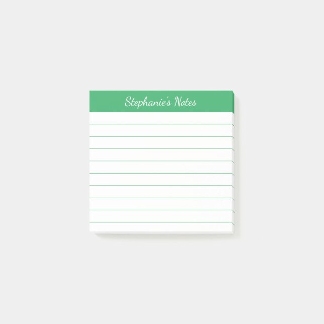 Elegant Script Notes Green Lined (Front)