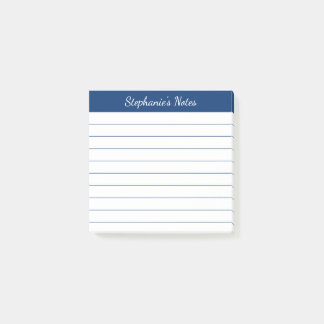 Elegant Script Notes Navy Blue Lined