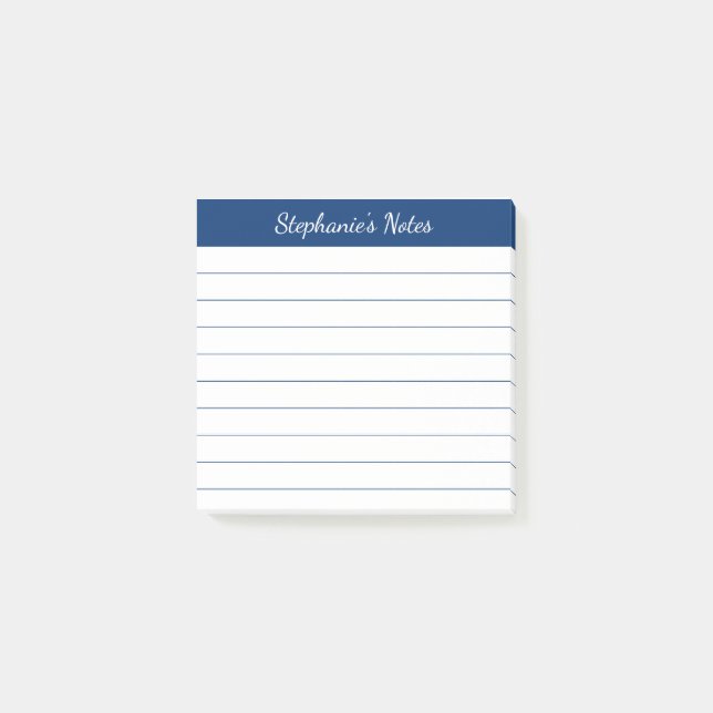 Elegant Script Notes Navy Blue Lined (Front)