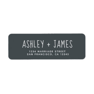 Elegant Script Off-Black Wedding Return Address Label