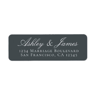 Elegant Script Off-Black Wedding Return Address Label
