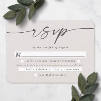 Elegant Script Off-White Ivory Wedding Meal Choice