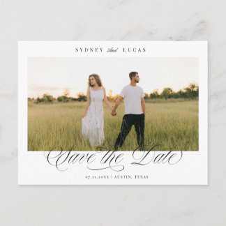 Elegant Script One Photo Save the Date Announcement Postcard