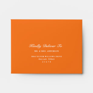 Elegant Script Orange Custom Name Wedding Respond Envelope