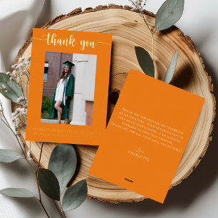 Elegant Script Orange Gold Photo Graduation