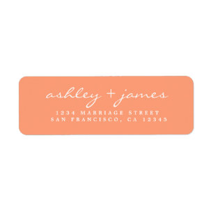 Elegant Script Orange Wedding Return Address Label