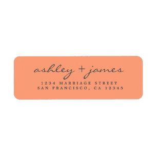 Elegant Script Orange Wedding Return Address  Return Address Label