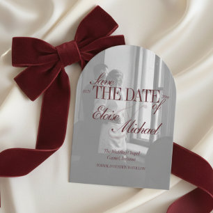 Elegant Script Overlay Double-sided Photo Save The Date