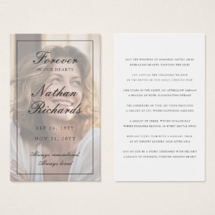 Elegant Script Overlay Photo Funeral Prayer Card