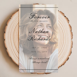 Elegant Script Overlay Photo Funeral Prayer Card